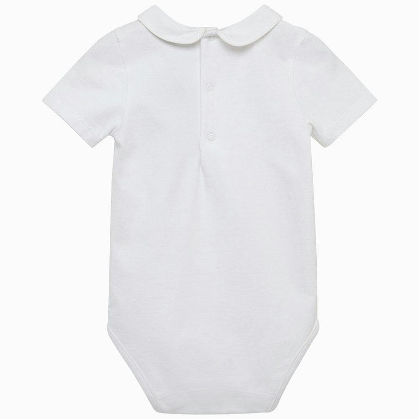 Baby Short-Sleeved Milo Piped Bodysuit in White