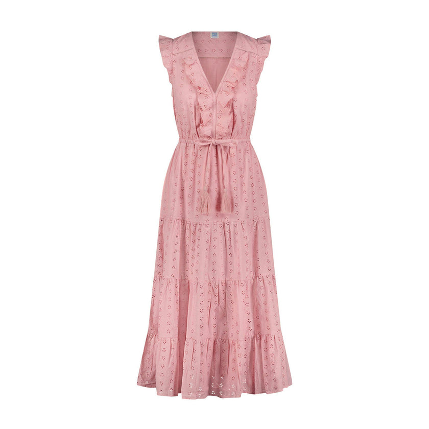 Giselle Womens Maxi Dress Blush Pink Eyelet, Blush Pink Eyelet