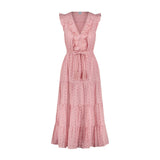 Giselle Womens Maxi Dress Blush Pink Eyelet, Blush Pink Eyelet