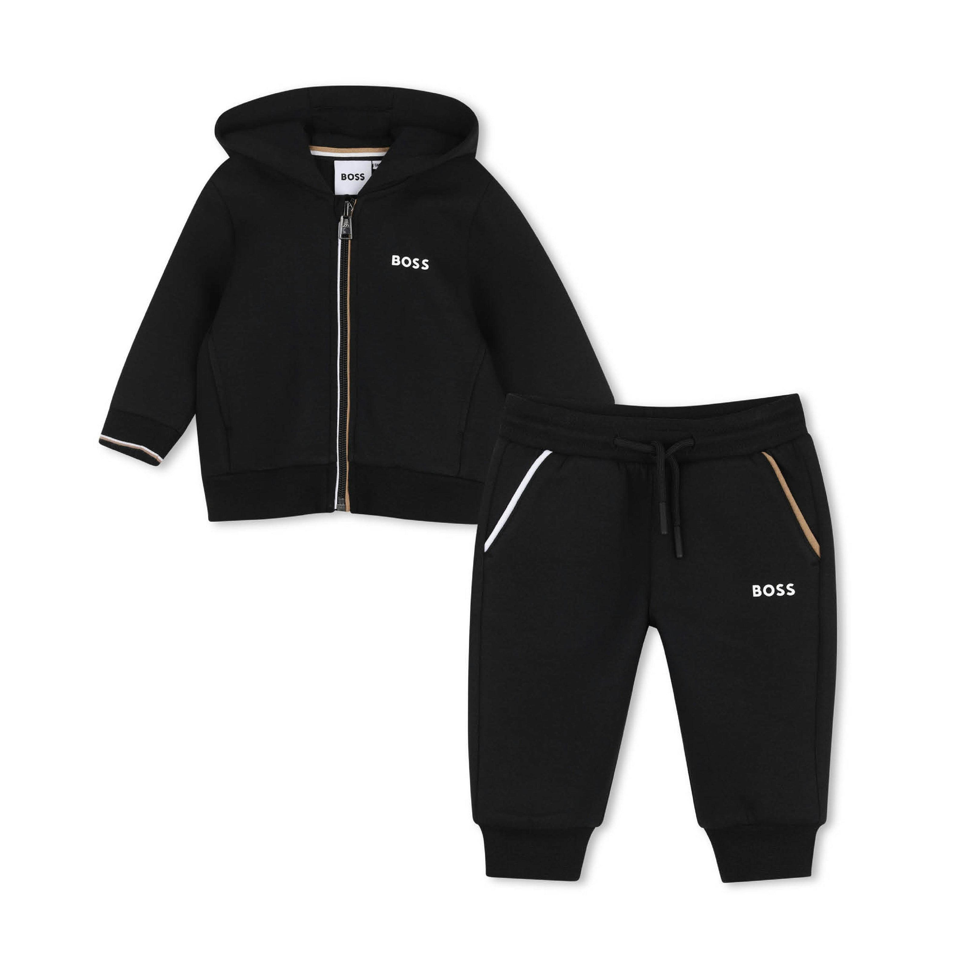 Black Zip-Up Tracksuit Set