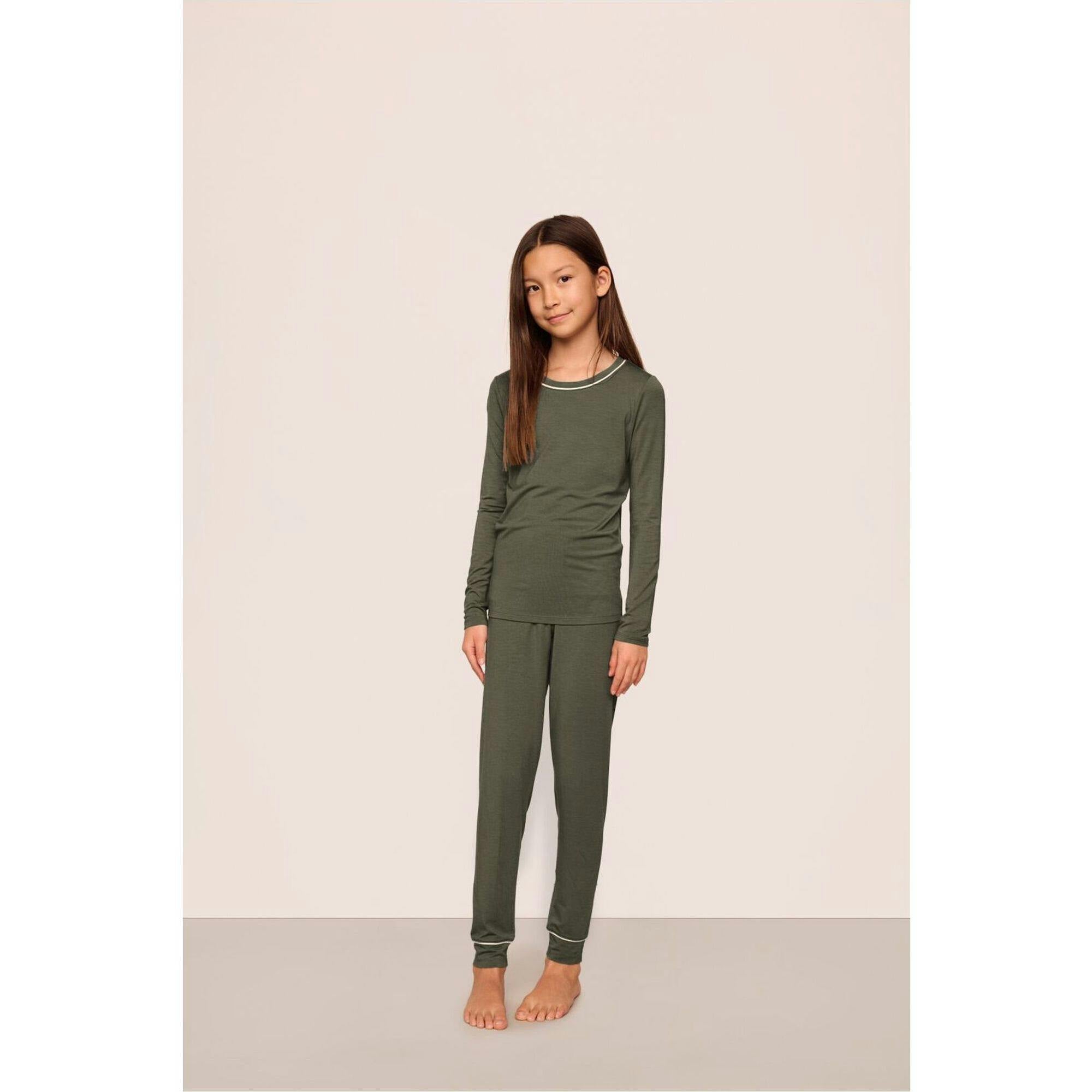 Kids TENCEL™ Modal Unisex Long PJ Set, Green