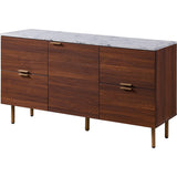 Ashton Wooden Sideboard Storage Cabinet with Faux Marble Top