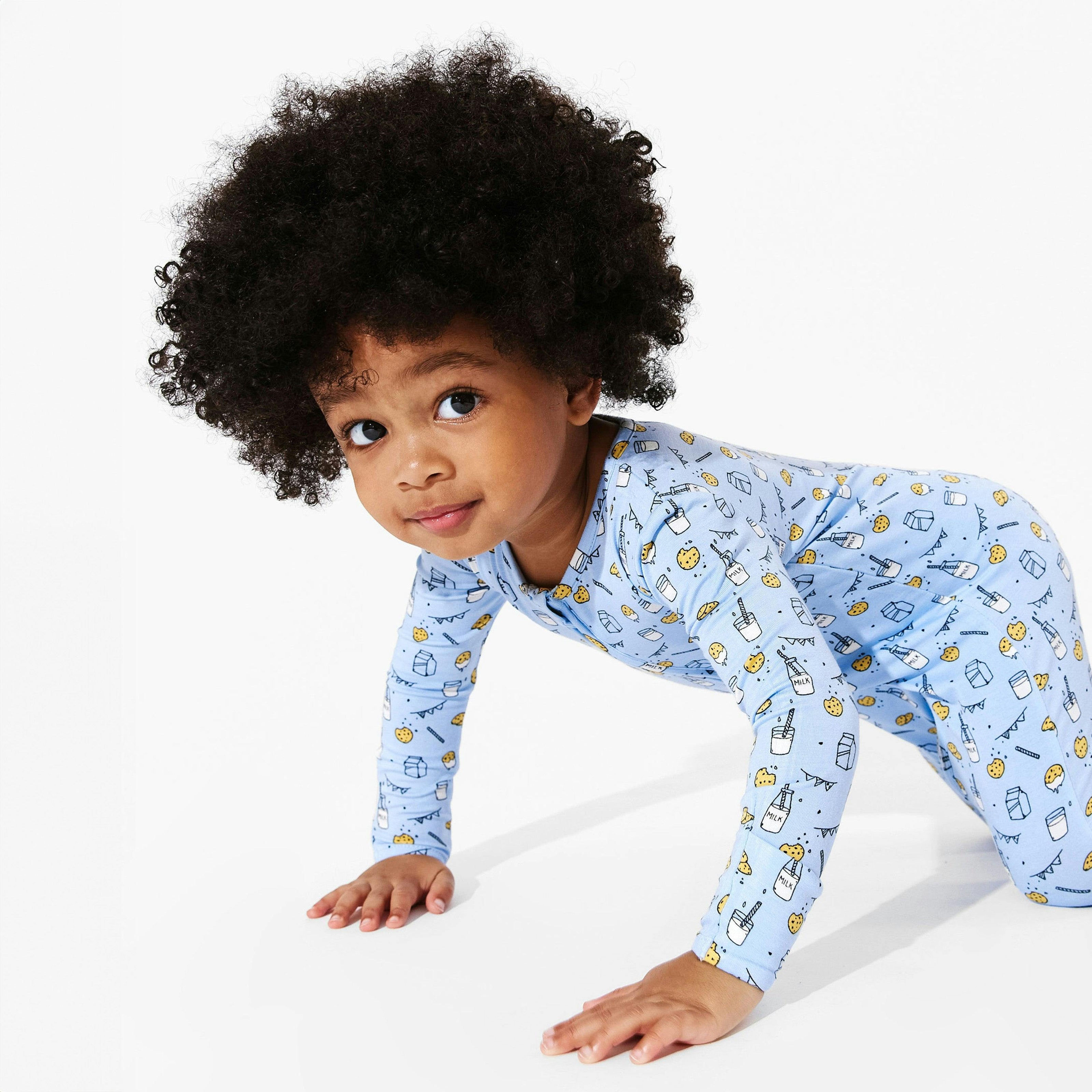 Milk & Cookies Blue Bamboo Convertible Footie