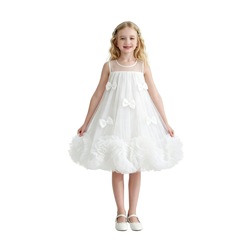 White Mirielle Ribbon Bow Dress