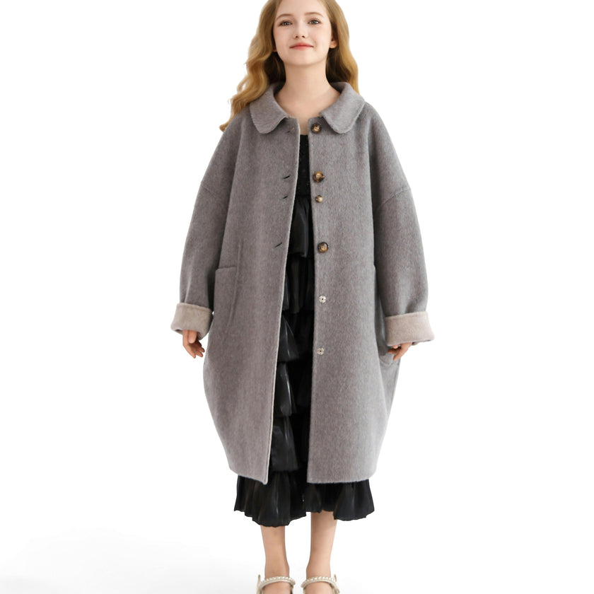 Gray Wool Coat with Peter Pan Collar