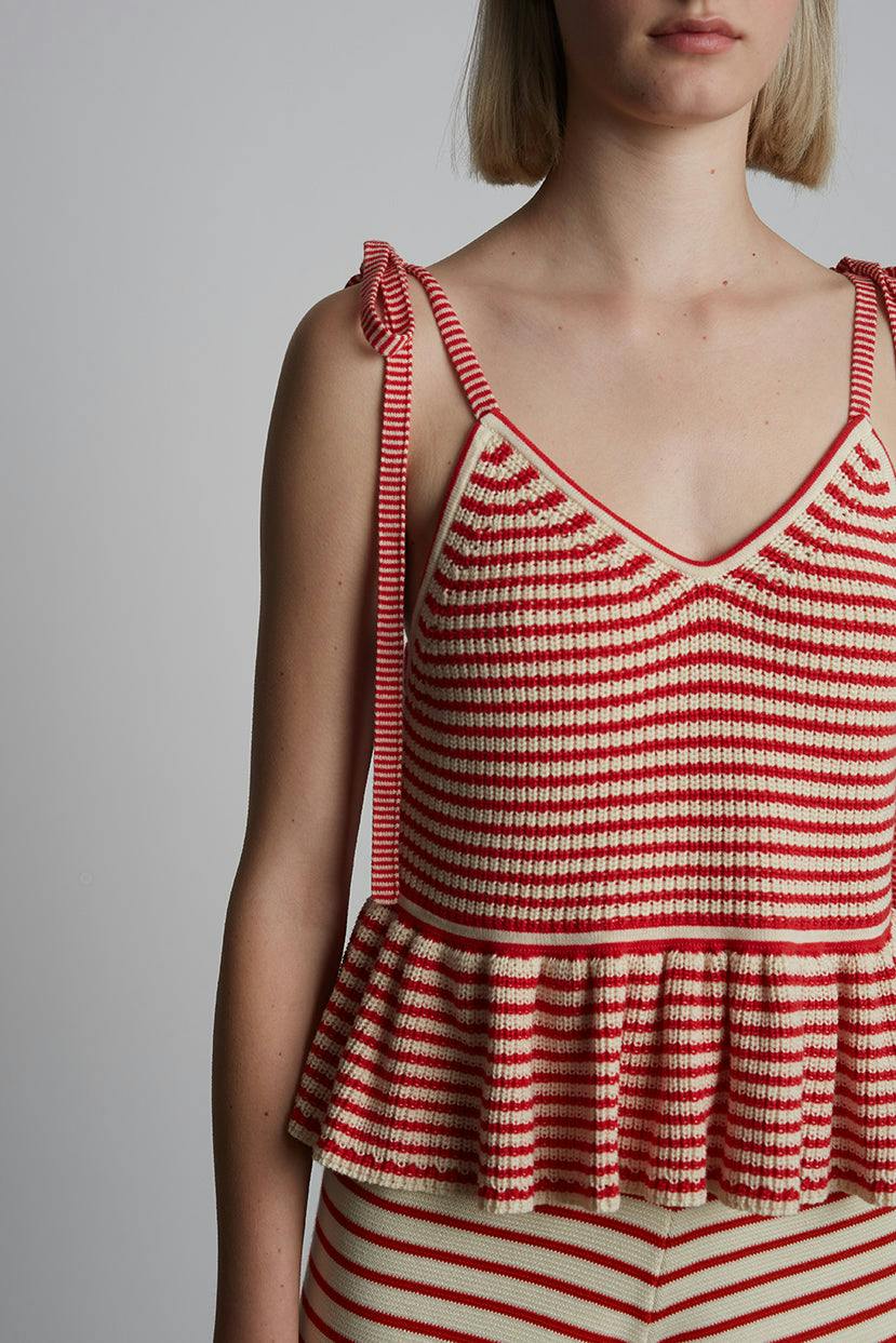 MALI STRIPE CAMI | IVORY + ROSSO STRIPE