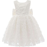 White Kreisler Sequin Bow Rose Dress