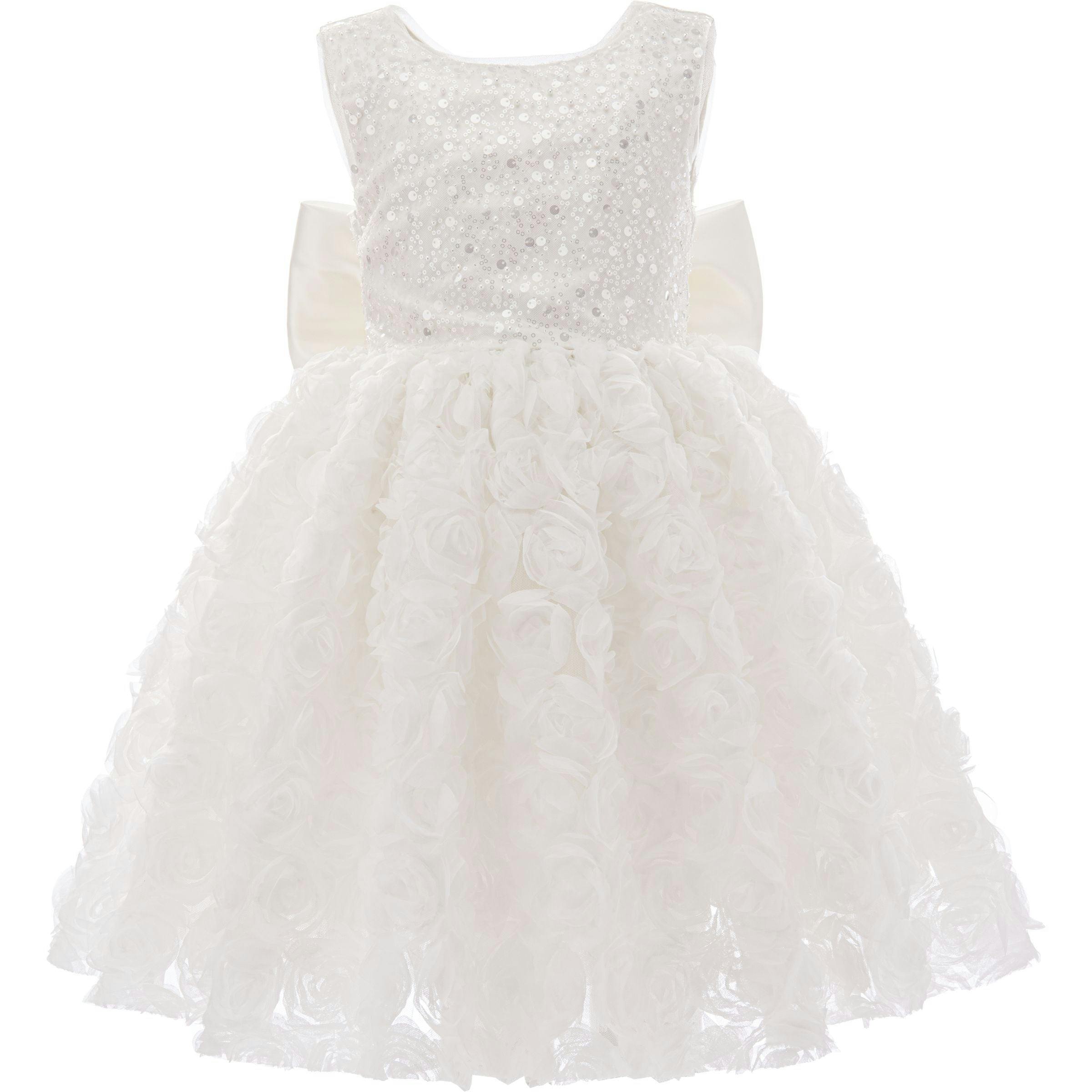 White Kreisler Sequin Bow Rose Dress