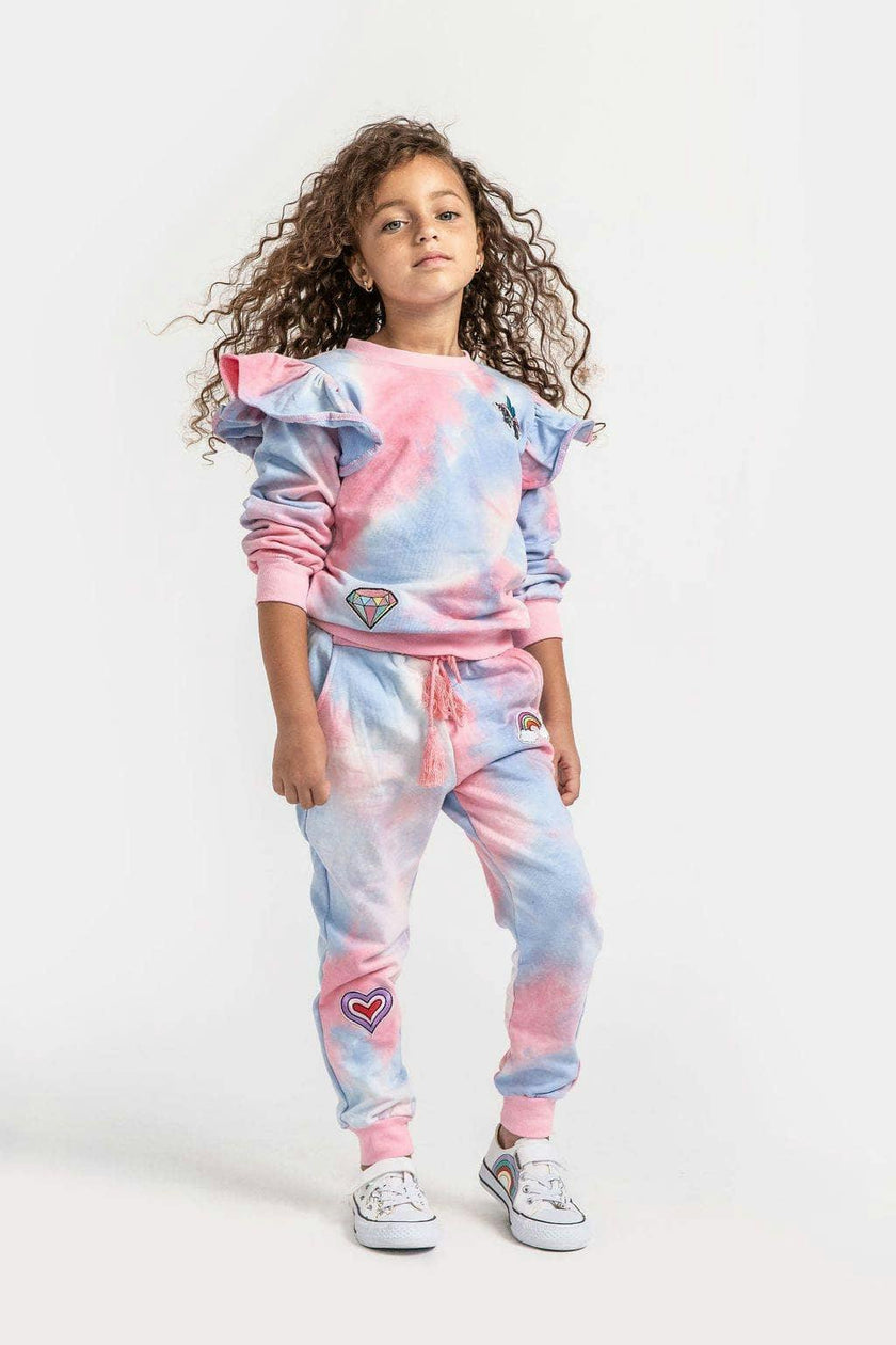 Tie Dye Ruffle Patch Jogger Set