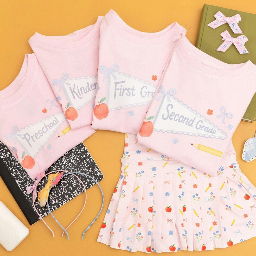 Kindergarten Bow Pennant Short Sleeve T-Shirt