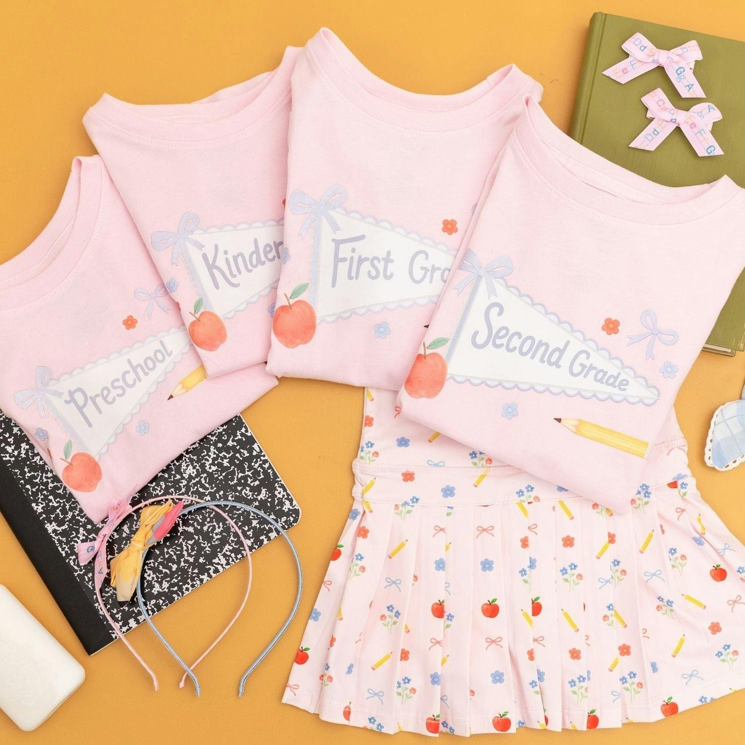 Kindergarten Bow Pennant Short Sleeve T-Shirt