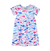 UPF 50+  Laya Short Sleeve Tee Dress - Rosy, Mermaid Friends
