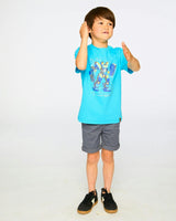 Organic Cotton Jersey T-Shirt With Print Sky Blue