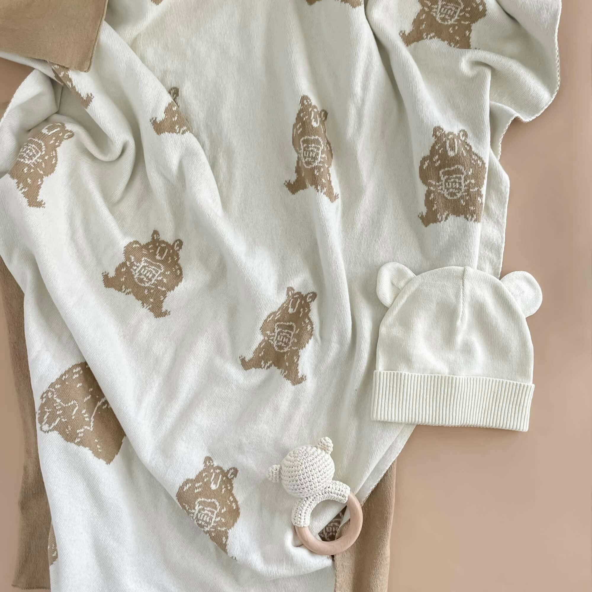 Honey Bear Hat Teether Gift Set