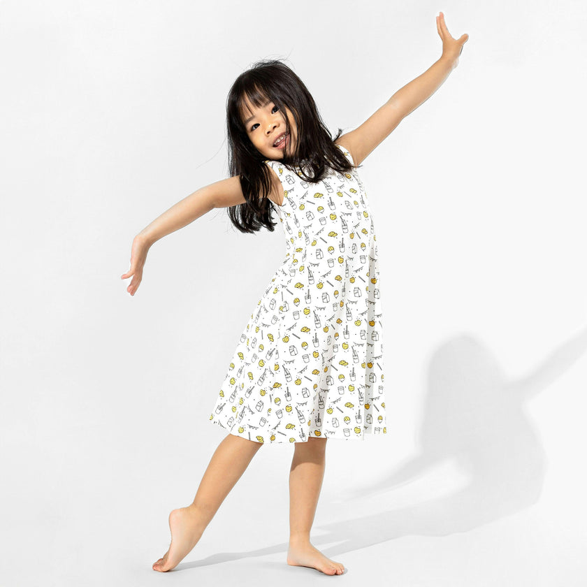 Milk & Cookies White Bamboo Girls' Sleeveless Dress