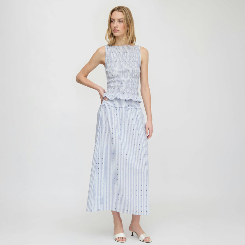 The Phoebe Nap Top - Blue Swiss Dot