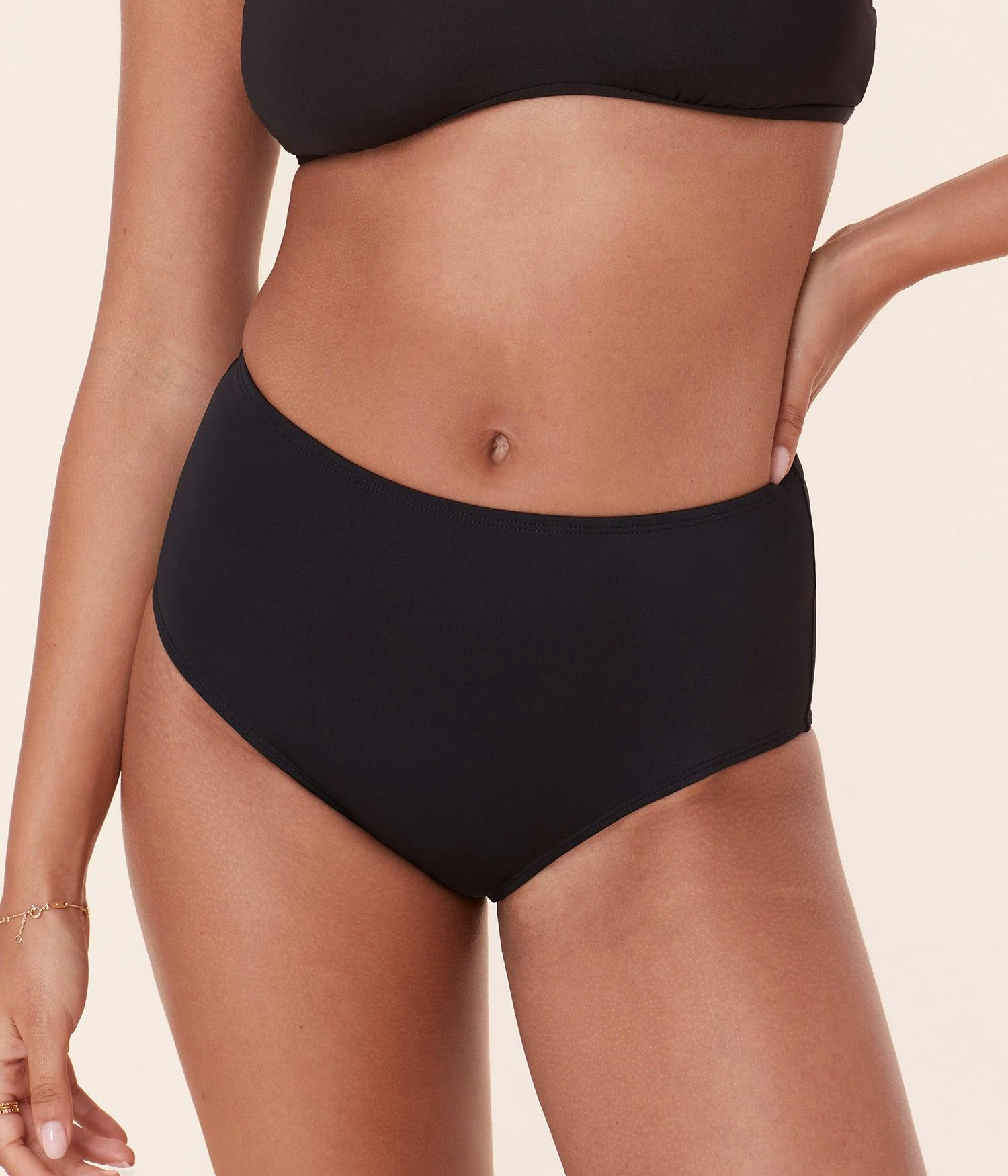 The High Waist Bikini Bottom - Eco Nylon - Black