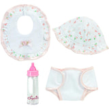 Sophia's 5-Piece Floral Print Outfit and Bottle for 15'' Baby Dolls, White/Pink