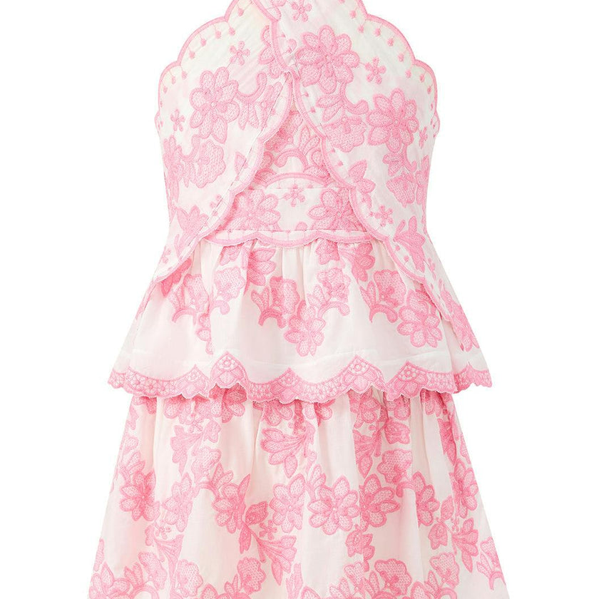 Josie Embroidered Halter Neck Mini Dress