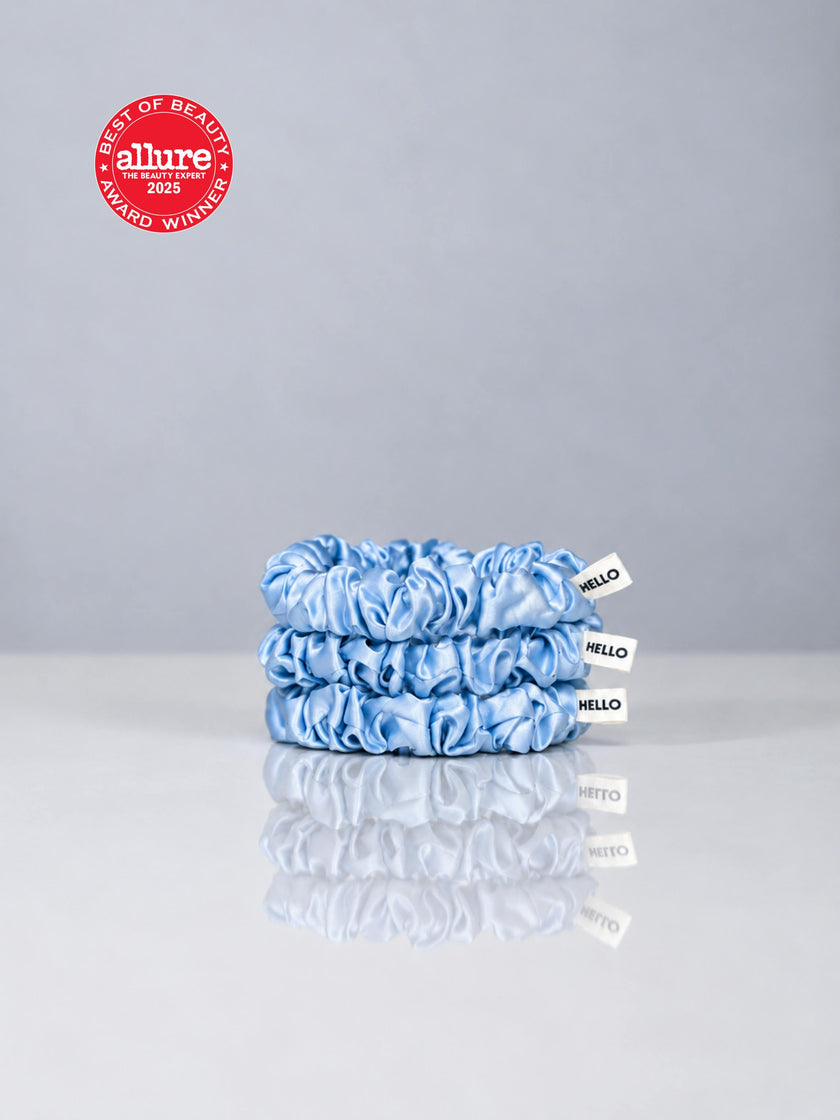 Light Blue Silk Scrunchies