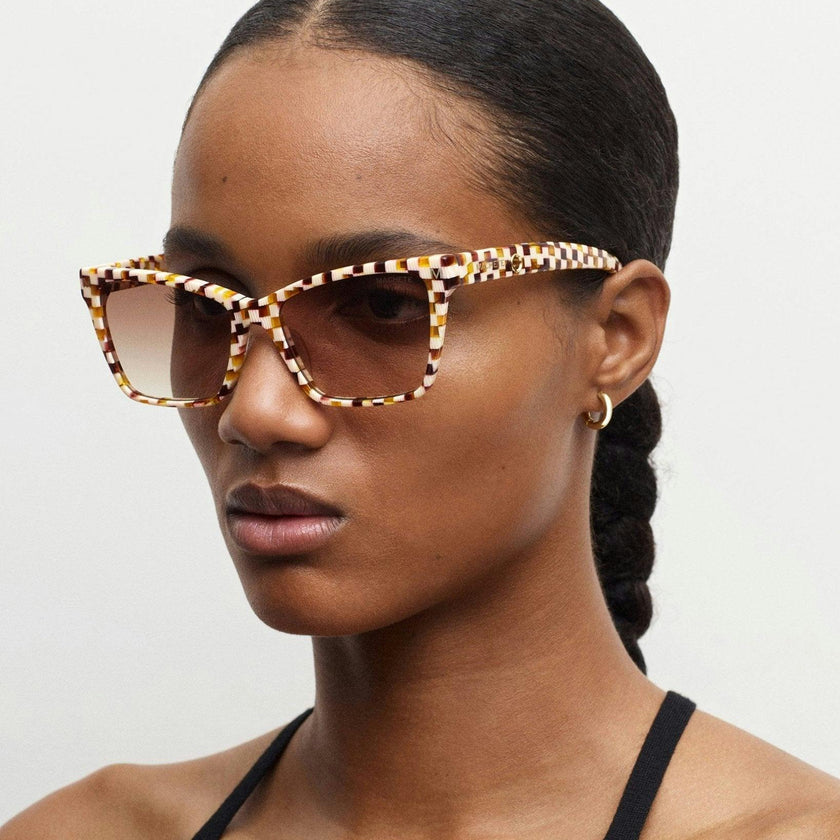 Sally Sunglasses in Dark Tortoise Stripe