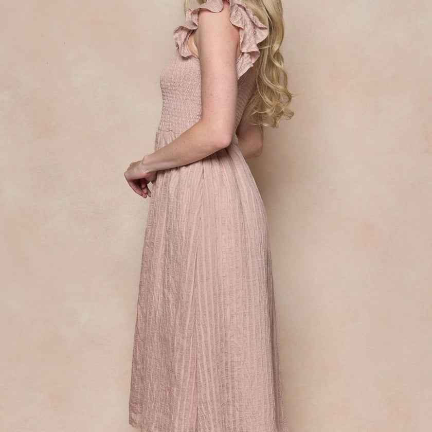 Hattie Dress in Pink Stripes
