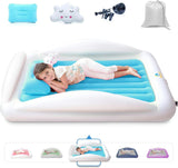 Sleepah Inflatable Toddler Travel Bed Portable Kids Air Mattress Set w Safety Bed Rail Guards for Kids & Toddlers – Set Includes Pump, Carry Case, Pillow