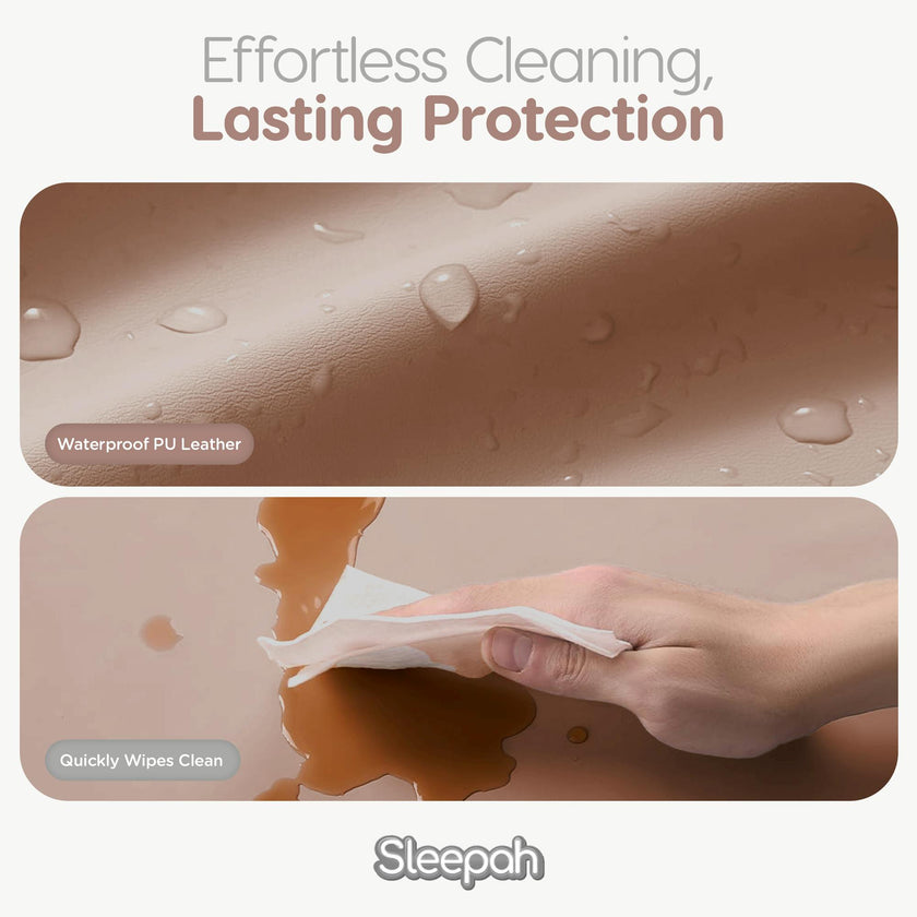 Sleepah Vegan Leather Baby Changing Pad – Contoured Waterproof & Wipeable Foam Changing Pad for Dresser or Table with Removable, Machine-Washable Cover
