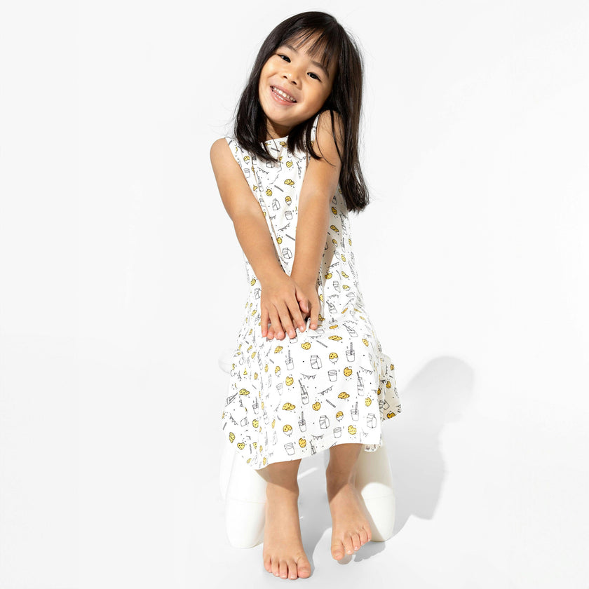 Milk & Cookies White Bamboo Girls' Sleeveless Dress