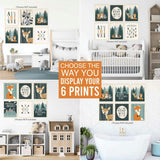 6-Piece Woodland Baby Closet Dividers & 6-Piece Nursery Wall Art Prints Baby Shower Gift
