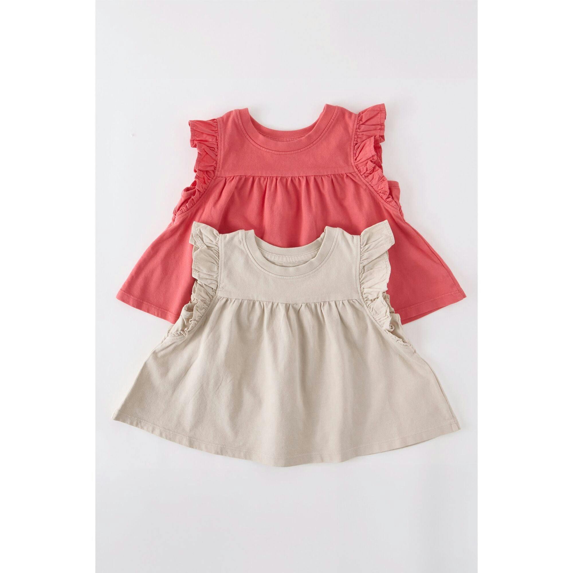 Garment Dye Ruffle T-Shirt, Brown