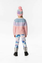 Sweater With Ski Jacquard Light Blue And Light Pink