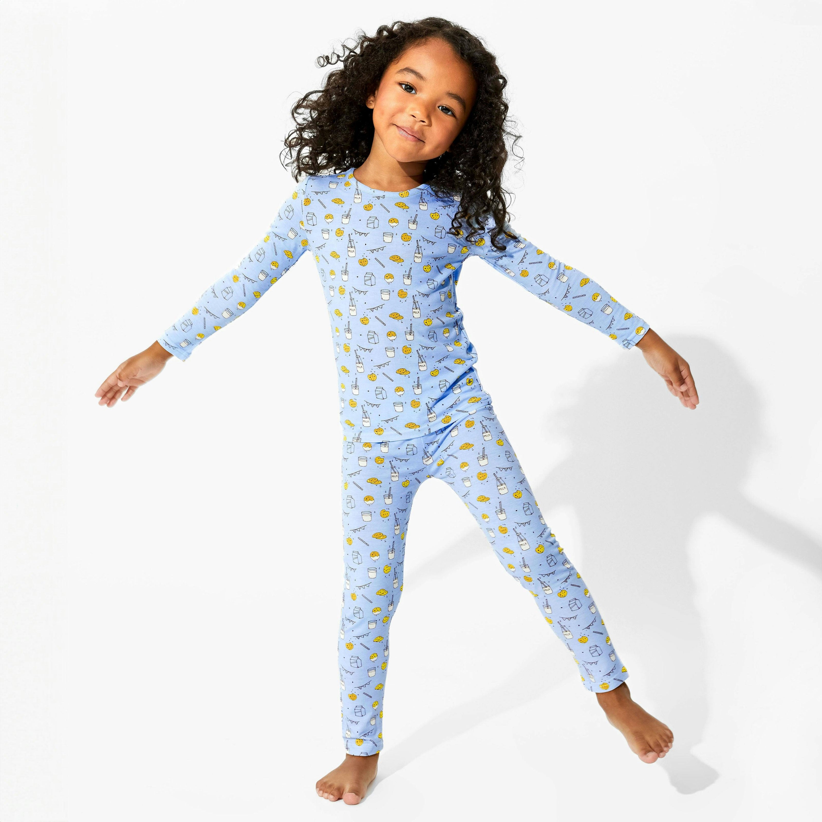 Milk & Cookies Blue Bamboo Kids Pajamas