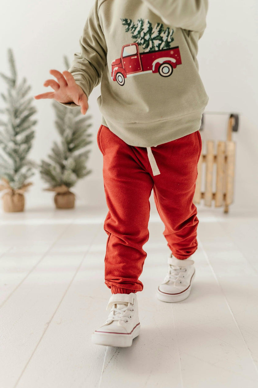 Boys Joggers in Berry Red