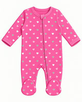 Baby Footie - Hot Pink Glitter Hearts