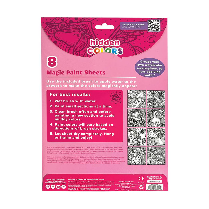Hidden Colors Magic Paint Sheets - Magic Friends - 8 Sheets 1 Brush