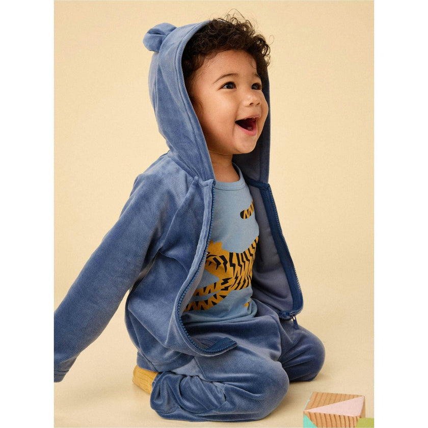 Easy Fit Velour Baby Joggers, Blue