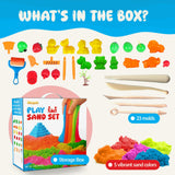 Sleepah Play Sand Sensory Sand Set for Boys & Girls Age 3-8 No Mess Never Dries Out Toy Perfect for Shaping Squeezing Scooping Rolling Molding  36p Set 5 Colors