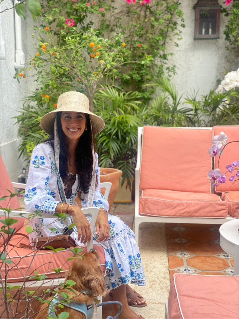 Clematis Bucket Hat (PreOrder Shipping June 19th) - Vintage Blue Azure Tapestry Short Ribbon