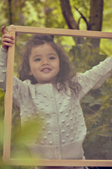Baby Popcorn Knit Cardigan | Chalk