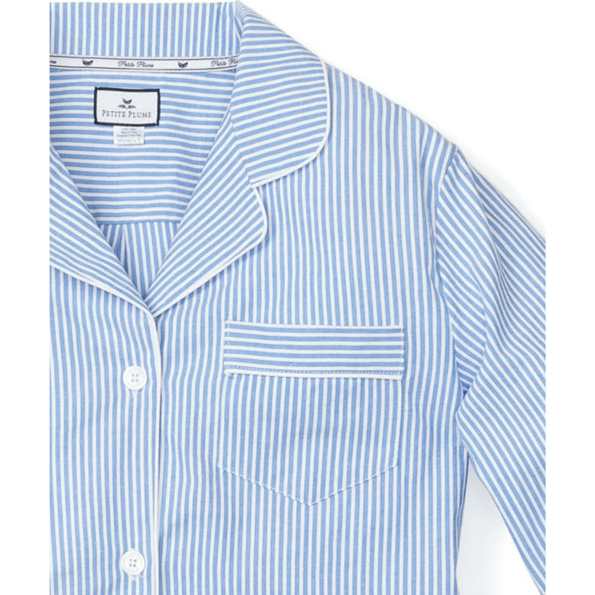 Women's Twill Pajama Set in French Blue Heritage Stripe