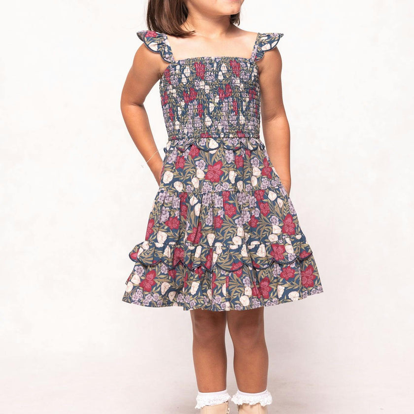 Mini Blossom Dress in Navy Meadow