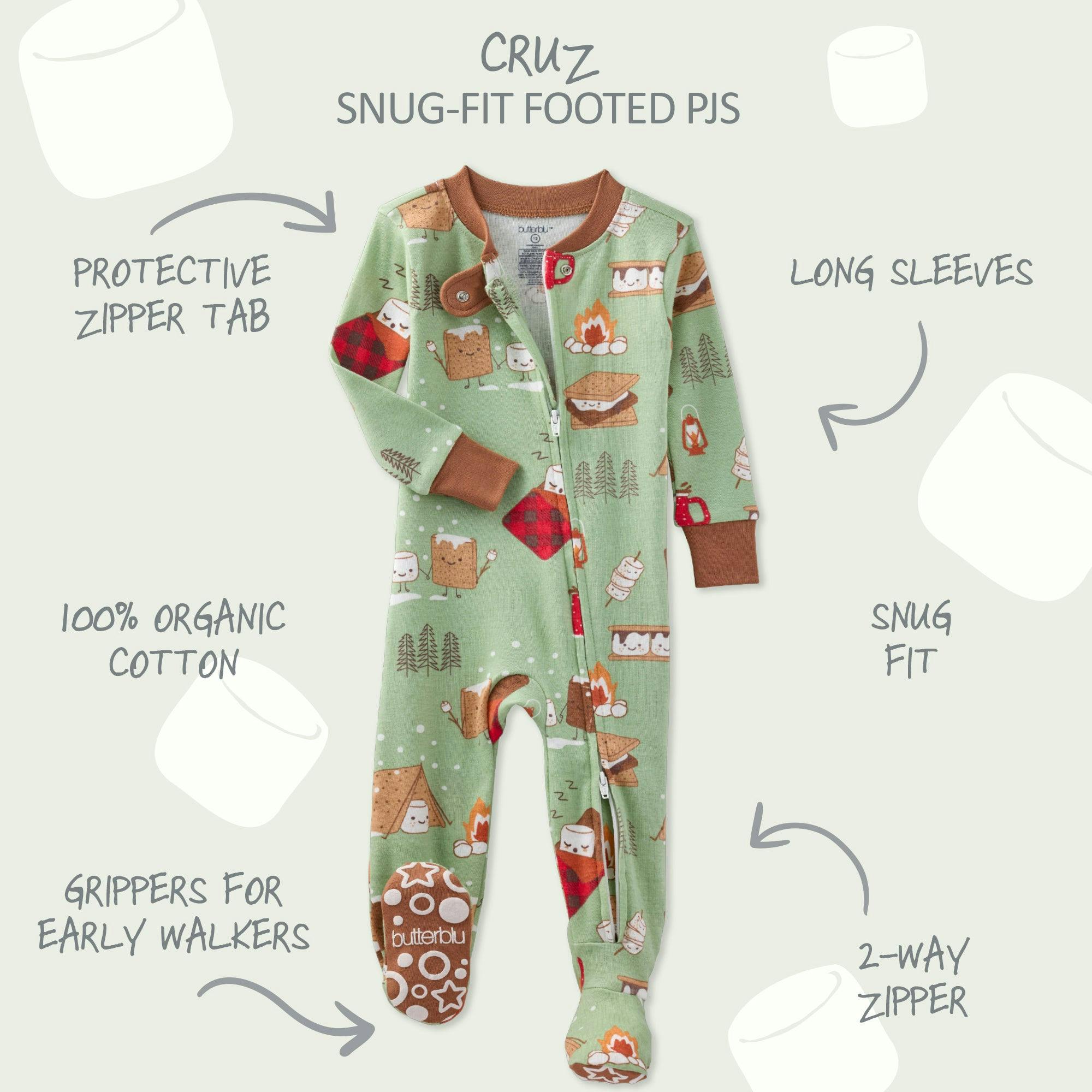 CRUZ Snug-fit Footed Baby Boys Pajamas