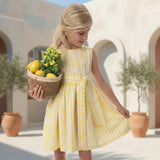 Etoile Girl Dress Sleeveless, Yellow Check