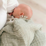 Multi-Layer Sage Green Muslin Cotton Baby Blanket