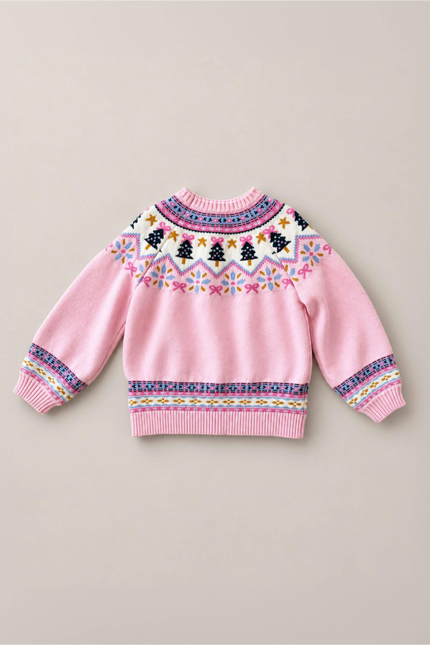 Mini Melody Sweater in Marzipan Pink Fair Isle