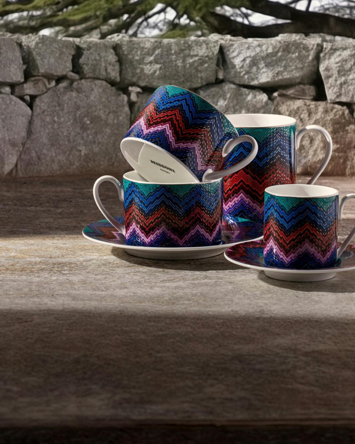 Tea Cup & Saucer STARLIGHT Set of 2 in Luxury Box - Ø 8,5 X H 6 Cm Cap. 22 Cl. - S.15,5 Cm