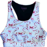 Girls Hi-Shine Scoop Neck Racer Back Sports Bra, Pink