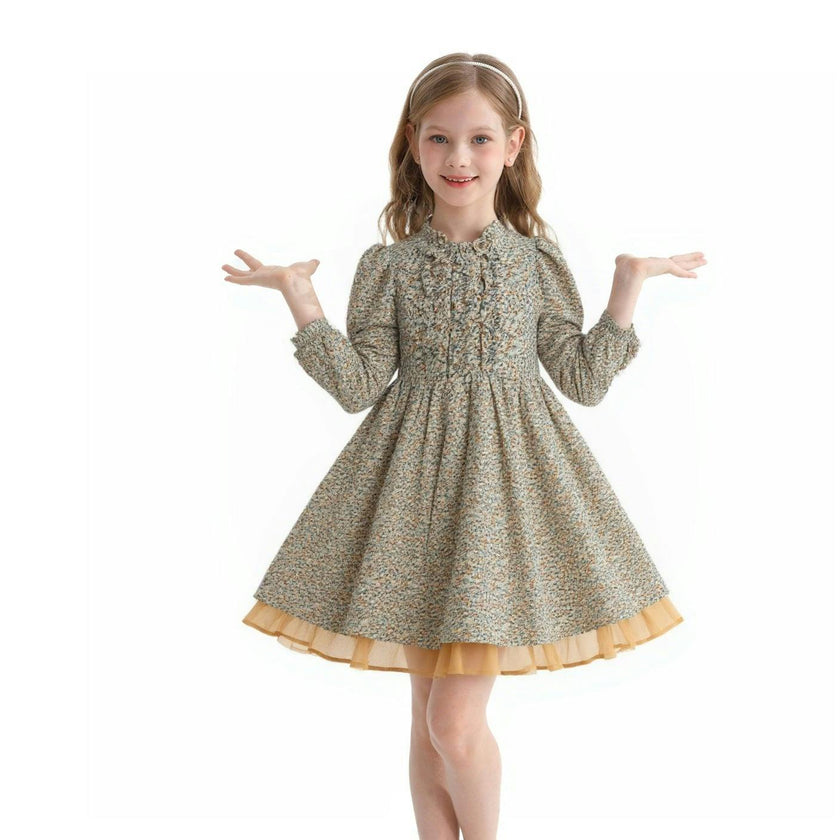 Green Floral Layered Dress