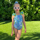 Girls' Ruffle Swimsuit UPF 50+ – Palm Neon – Lexi